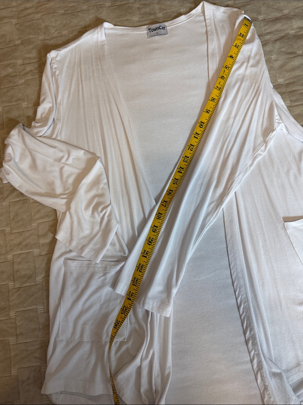 TownCat Lightweight White Open-Front Robe Cardigan - Picture 6 of 8